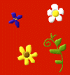 red tiled flowers